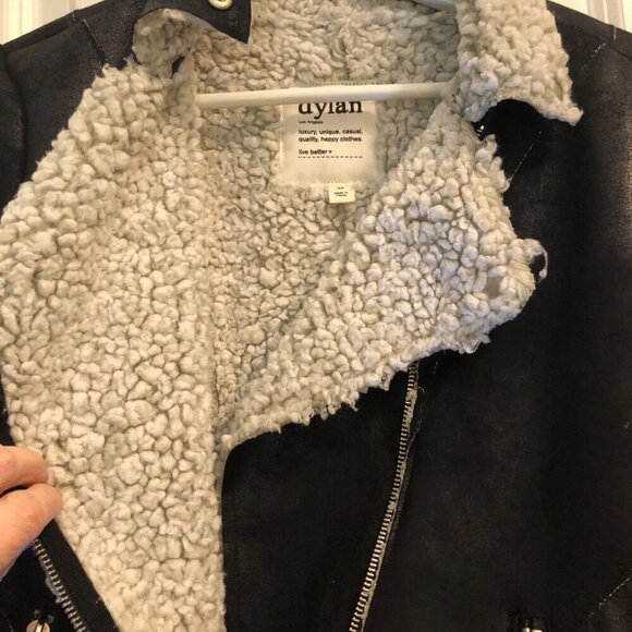Dylan Suede Jacket with Sherpa Interior Black/Cream Size XS - Picture 6 of 11